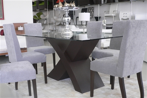 Impressive large espresso/white or black and glass Sergovia Dining Table is a work of art
