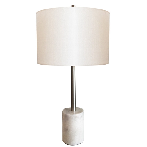 Blythe Modern Table Lamp with White Linen Shade and Marble Base