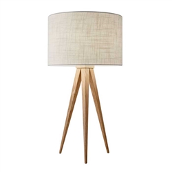 Director Modern Lamp Lamp. A sleek light walnut tripod base suits a variety of settings from contemporary, rustic, transitional to loft style. Special order item