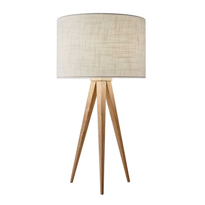 Director Modern Lamp Lamp. A sleek light walnut tripod base suits a variety of settings from contemporary, rustic, transitional to loft style. Special order item