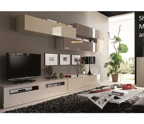 Wall Unit D White/Stone Grey - Come to Stores For BETTER PRICE!