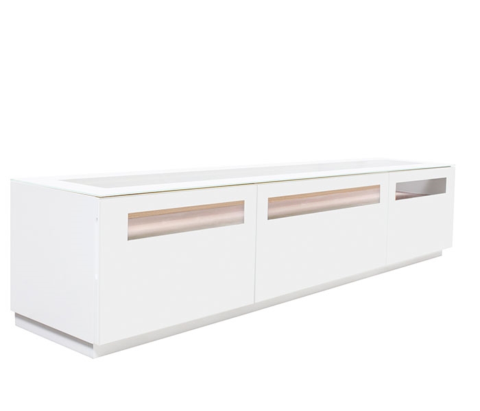 Lucano Modern TV Unit in Grey Lacquer with white glass