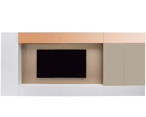 Teviso Modern Horizontal Cabinet WHITE/BRONZE GLASS