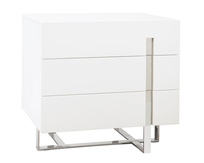 Lugo  Modern Three Drawer Side Table in White -- OUTLET-- FINAL SALE---