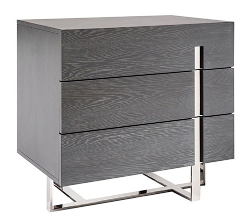 Lugo Modern Three Drawer Side Table Grey Oak