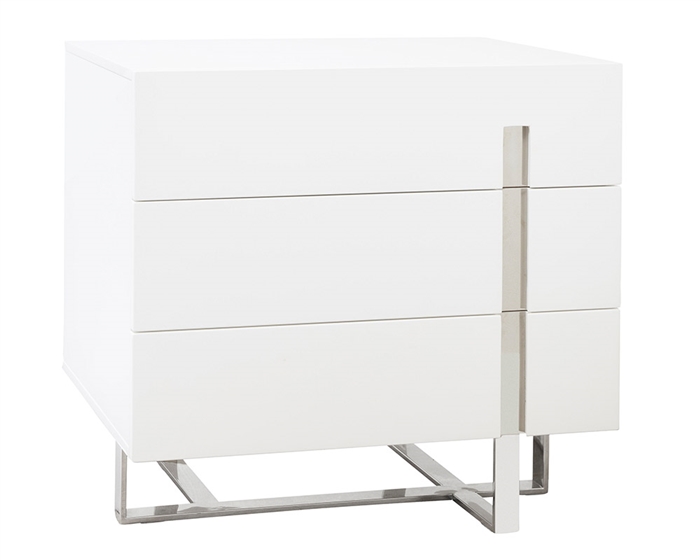 Lugo Nighstand in white lacquer available at MH2G
