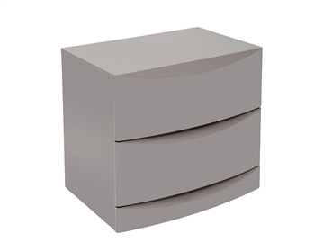 Alessano Modern Nightstand in Grey with Sleek Curves and Two Vases