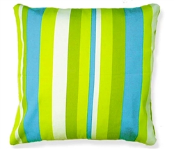Green-Blue Stripped Modern Outdoor Modern Pillow - 24" x 24"