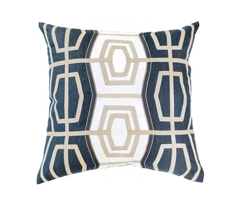 Rattan Navy Pillow 18" x 18"