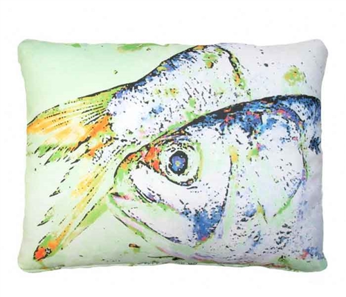 Light- green and Blue Fish Modern Pillow 19" x 24"