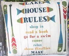 Lake House Rules Modern Pillow 18" x 18"