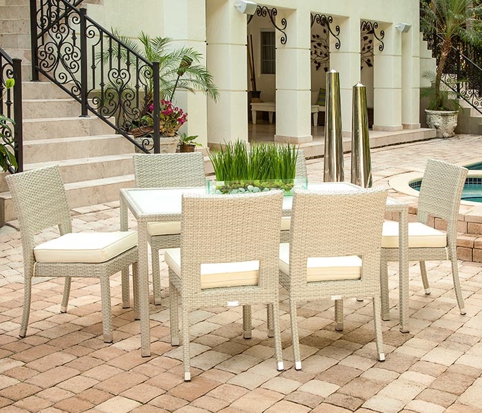 The Vito Outdoor Dining Set is for larger spaces in your back yard. Seats 6.