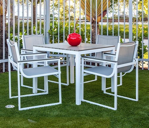 Anacapri White Aluminum Modern Outdoor Dining Set - Seats 5