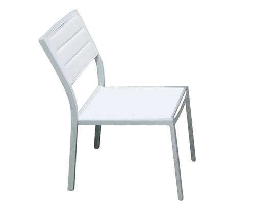 Cori Modern Patio Dining ARMLESS White with Teak accent at Modern Home 2 Go
