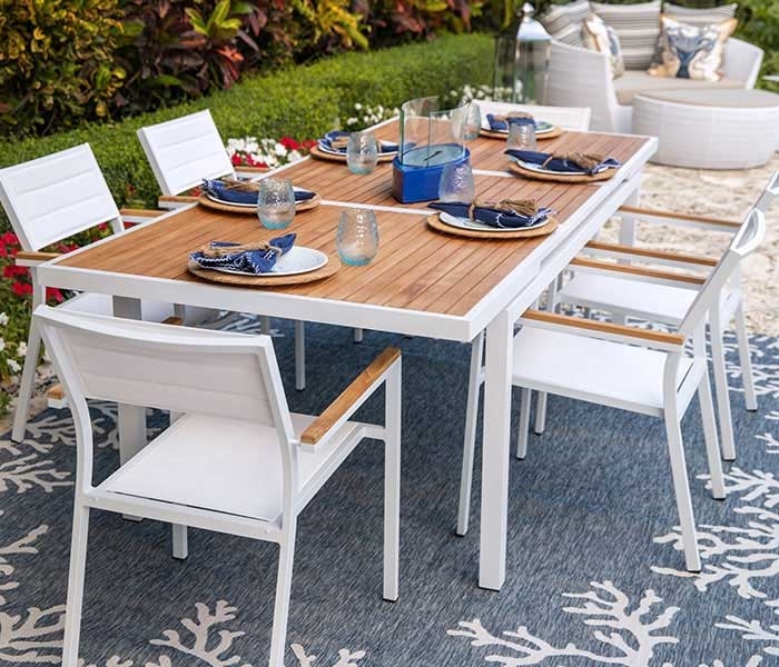 KD Modern Patio Expandable Dining Table White available at Modern Home 2 Go