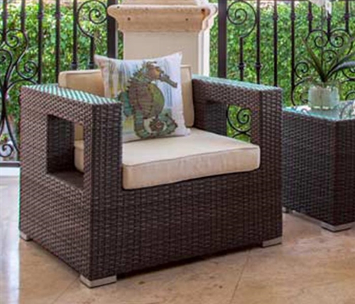 Mallorca Modern Outdoor Single Arm Chair in Light-Grey with Off-White Cushions