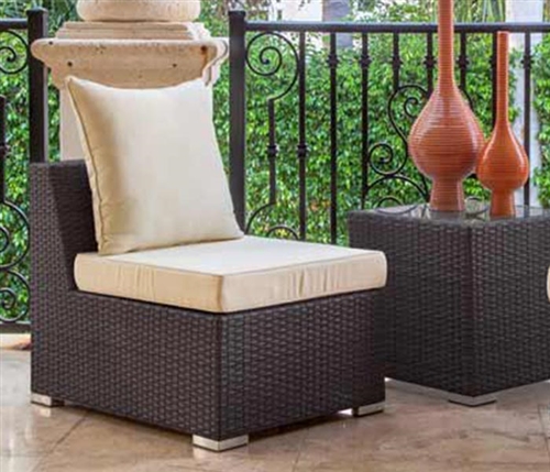 Novara Modern Outdoor Armless Chair in Light-Grey  (off-white cushions)