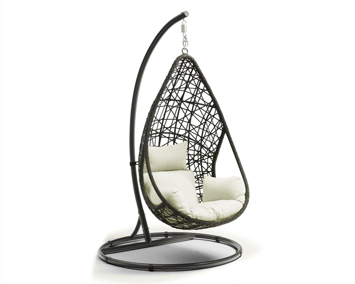 Add a unique piece to your outdoor space with our Bravo outdoor egg chair. Built from grey wicker frame, white seat cushions and a steel stand finished with a powder-coating in White. Completed with side handles to help you get in and out.