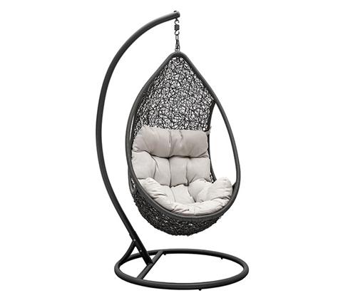 Egg Chair Outdoor Grey with White Cushion