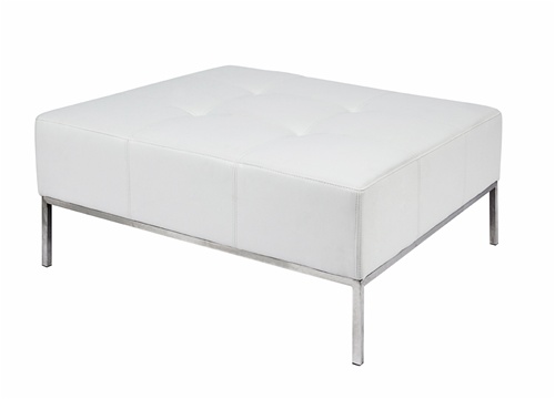 Large, stylish white ottoman that can also be used as coffee table.