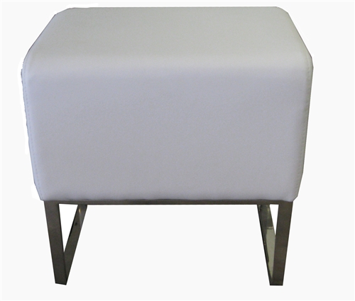 Lovely leatherette ottoman with steel chromed frame.