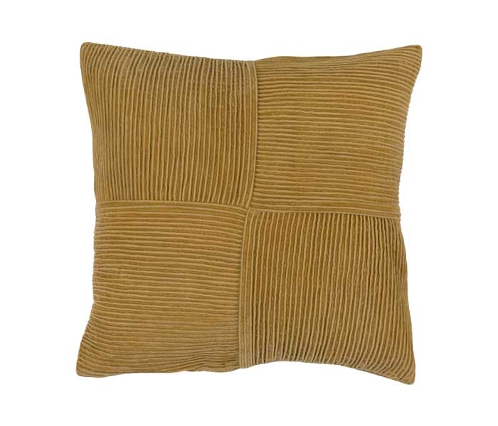 Striped Velvet Knife Edge Pleated Mustard Pillow 18" with Insert - *Special Order