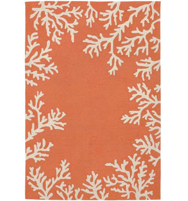 Capri Coral Border Indoor/Outdoor Rug Coral Collection. The perfect area rug to add abstract and modern design to your space