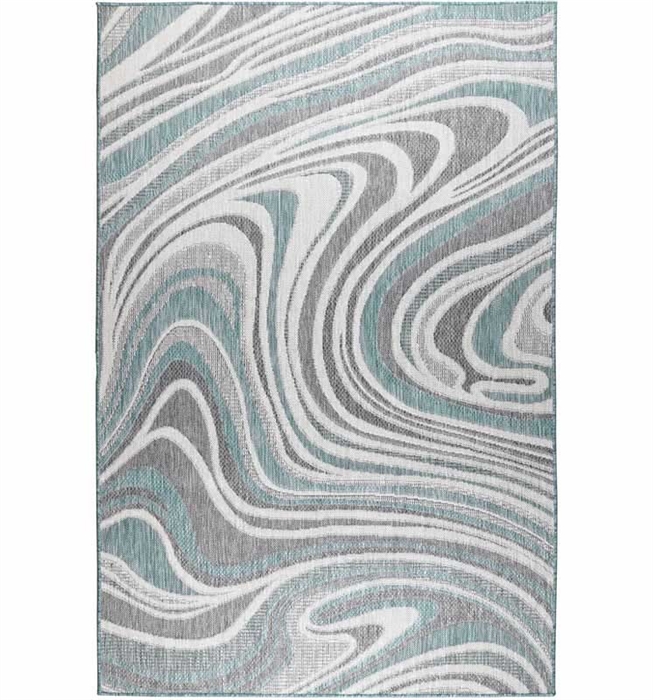 Malibu Waves Indoor/Outdoor Rug Aqua Collection. The perfect area rug to add abstract and modern design to your space