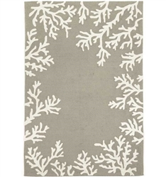 Capri Coral Border Indoor/Outdoor Rug Silver Five feet by seven feet six inches. The perfect area rug to add abstract and modern design to your space