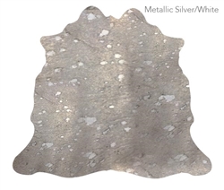 Metallic Silver and White Natural hide Modern Rug Large - Natural Products Will Have Color Variations  *Special Order