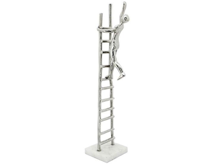 Silver Ladder Sculpture, Person Climbing Modern Accessory