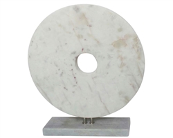 Marble Disk with Base 18"H Modern Accessory White