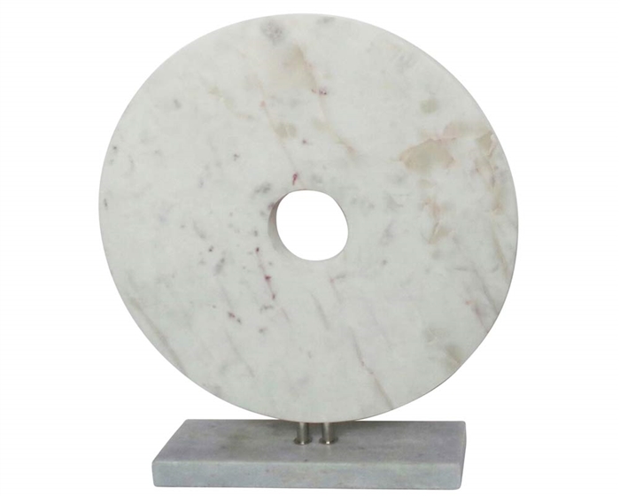 Marble Disk with Base 18"H Modern Accessory White