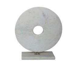 Marble Disk with Base 16"H Modern Accessory White