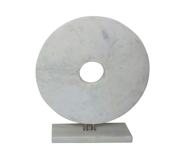 Marble Disk with Base 16"H Modern Accessory White