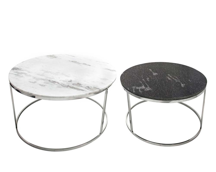 Marble Top Modern Round Coffee Table Set of 2