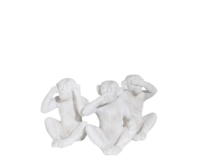 Home decor Monkey Set  See, Say, Hear No Evil. Ten inch High each  Set of Three monkeys available for Special Order at MH2G Furniture Store in Miami and Fort Lauderdale