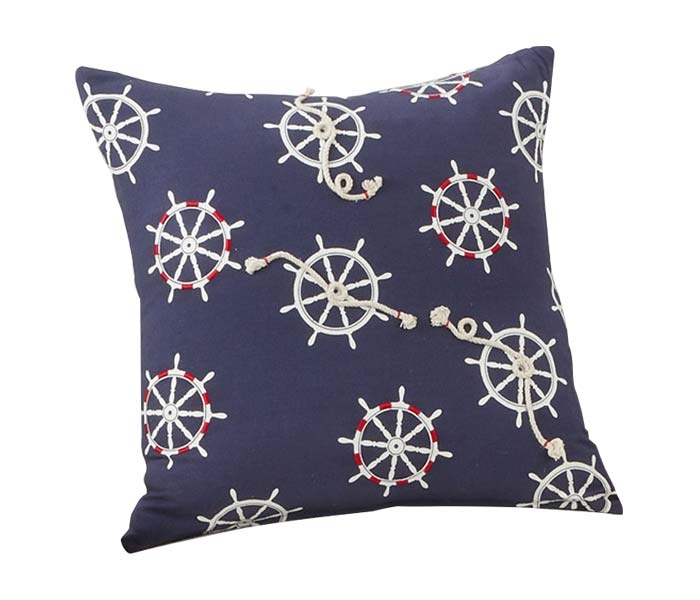 Helm & Rope Applique Pillow Navy Blue