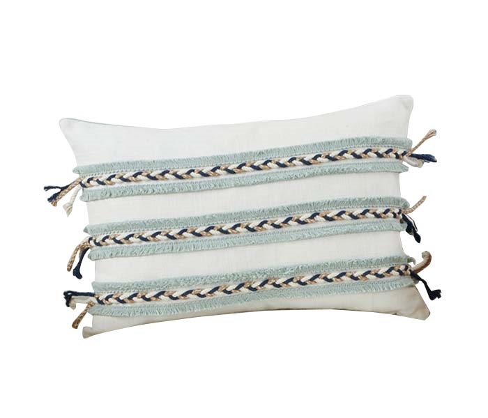 Braided Cord Applique Pillow - Blue 12" x 18"