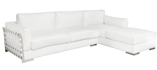 Rapalo Modern Sectional in White Leather