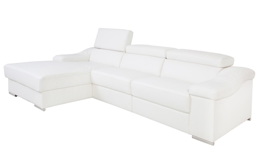 Laurette sectional in white leather available with and without recliner