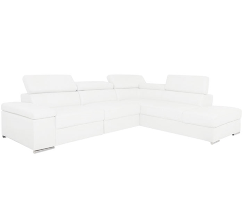 Elysee Modern Sectional in White Leather Right Facing Chaise on Sale