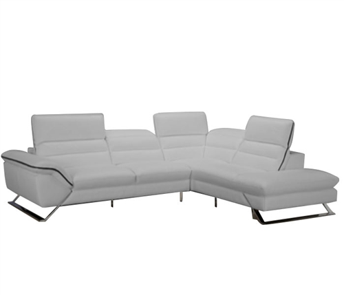 Cosenza Modern Sectional In 100% Grey Leather