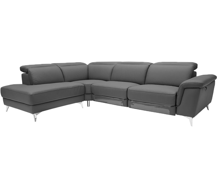 Marsala Modern Sectional Grey with DOUBLE RECLINER (Left Facing Chaise)