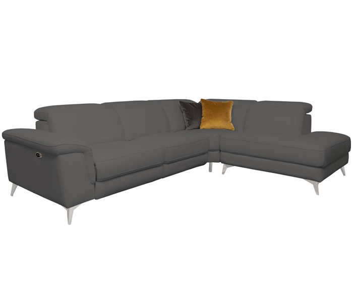Marsala Modern Sectional Grey with DOUBLE RECLINER (Right Facing Chaise)