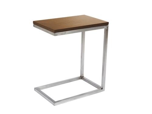 Modern side table with stylish chrome legs and base