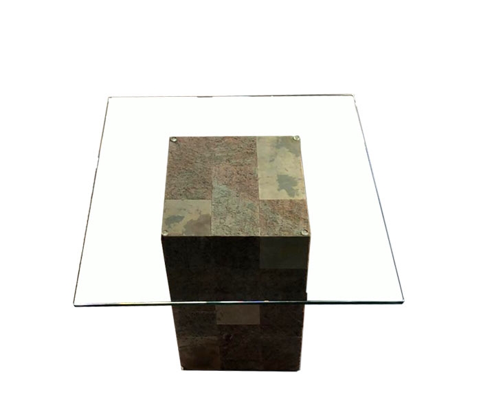 Pedestal Tempered Glass Side Table
