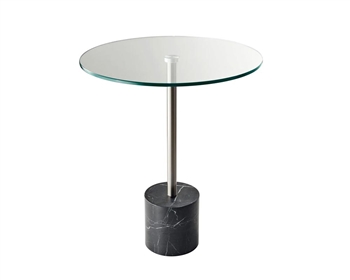 Blythe End Table sleek brushed steel with a chunky black marble base -*Special Order