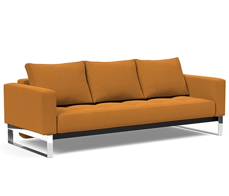 Cassius Quilt Modern Sofa Bed Mozart Masala Fabric Chrome Legs - FULL size
