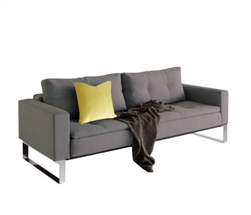 Dual Modern Sofa W/Arms Chrome Legs 55x91  Soft Grey